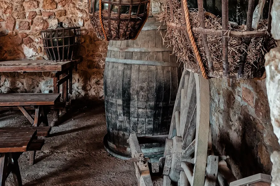 The stone cellar, warm and welcoming