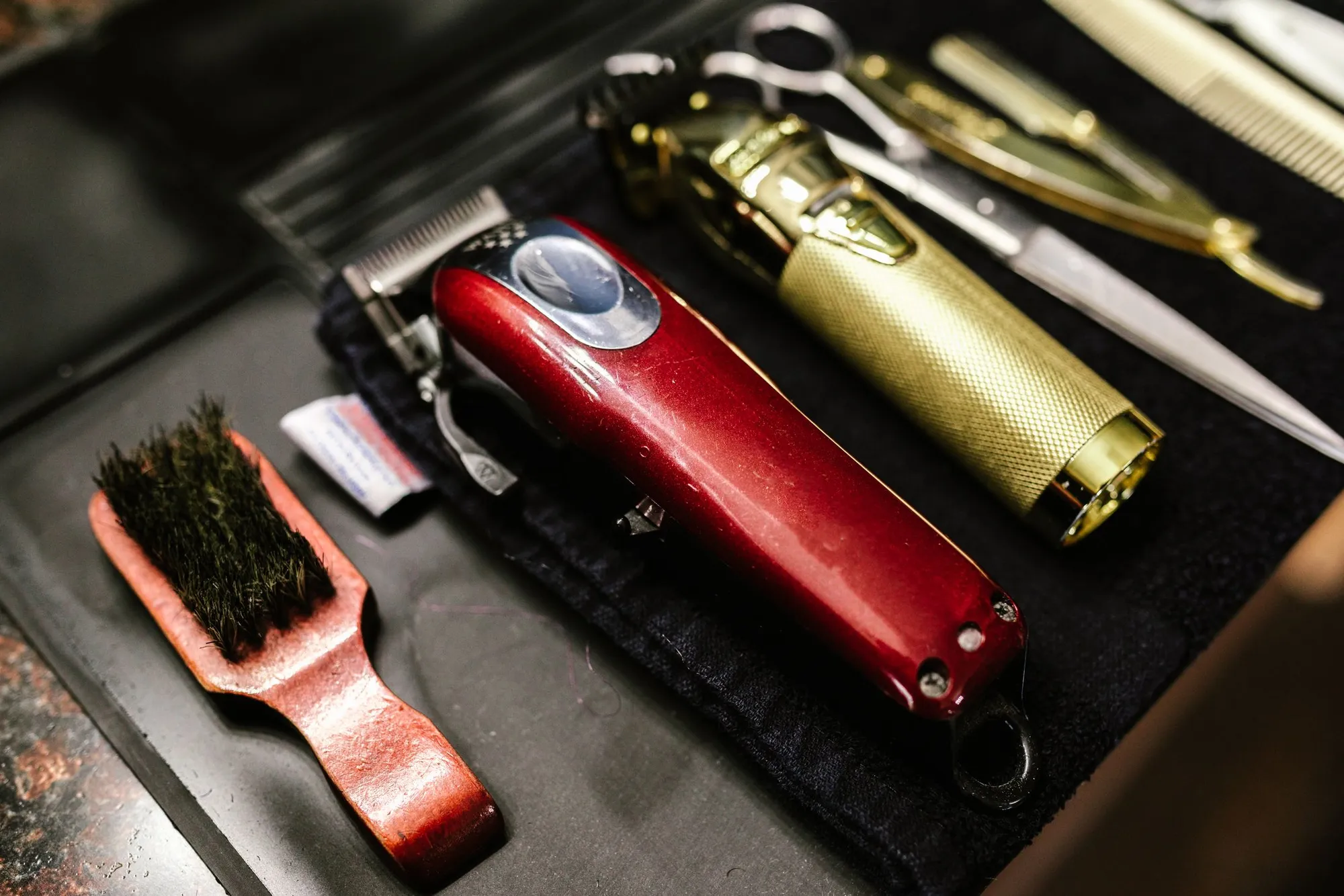 Barber tools: scissors, razor and clippers